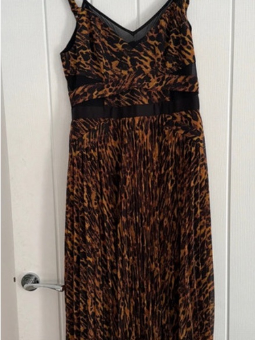 All Saints Brown and Black Animal Print Midi Dress